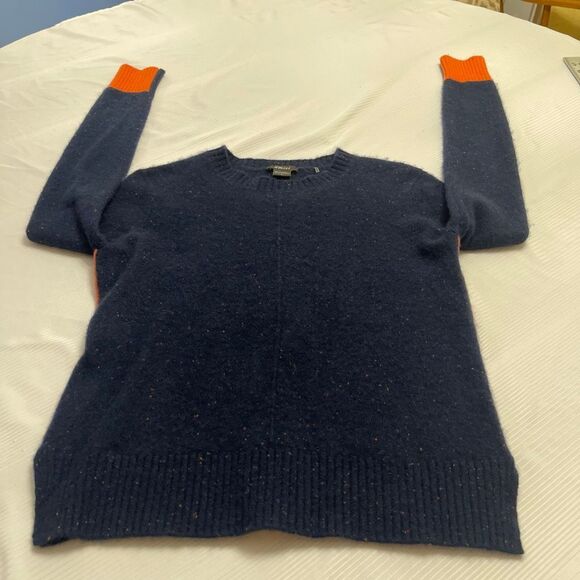 Pure Amici 100% Cashmere Blue Colorblock Sweater Size Small - Picture 5 of 7